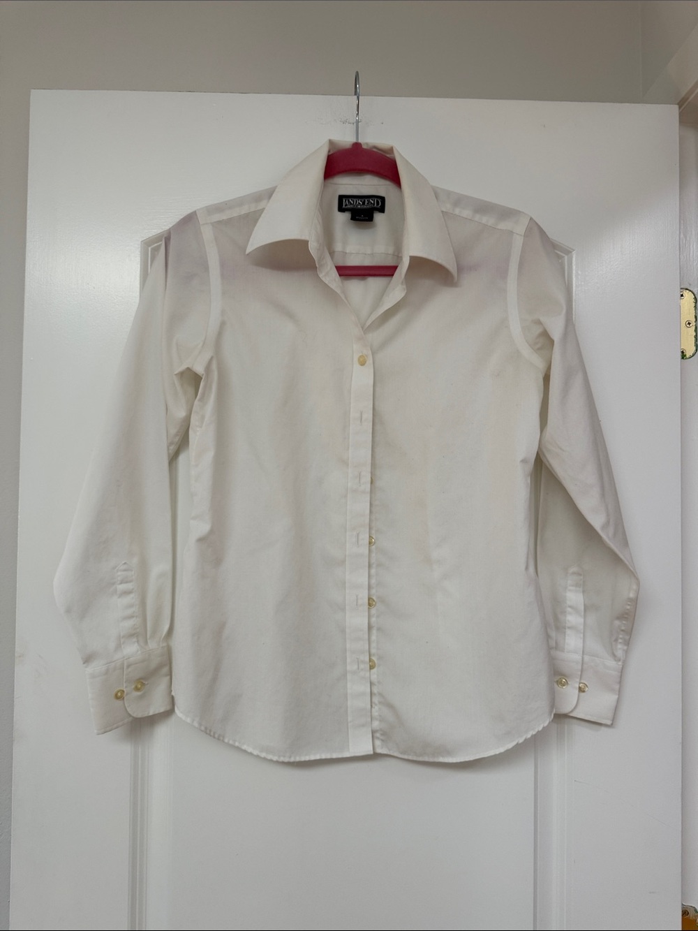 Lands’ End Women’s White Long-Sleeve Dress Shirt Sz 4